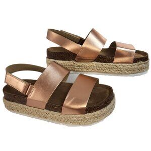 Women's Pierre Dumas Platform Sandals Rose Gold 7 Never Worn Cork Burlap Rope